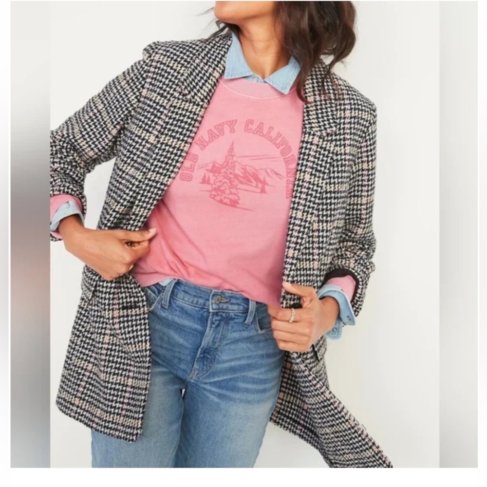 Old Navy Black and White Houndstooth Blazer